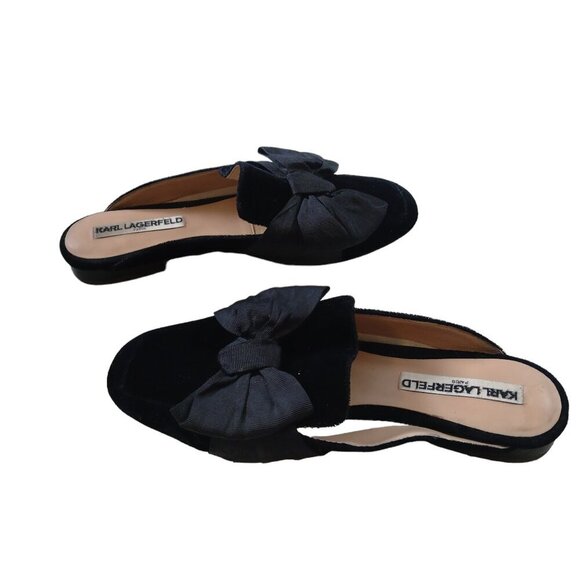 Karl Lagerfeld Odetta 2 Women's Size 8M Black Closed Toed Bow Slip On Sandals - Picture 5 of 6